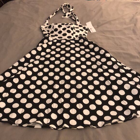 Kenley Collins Project Runway Rare Polka Dot Halter Dress XS Pin Up Vintage Vibe - Picture 11 of 12